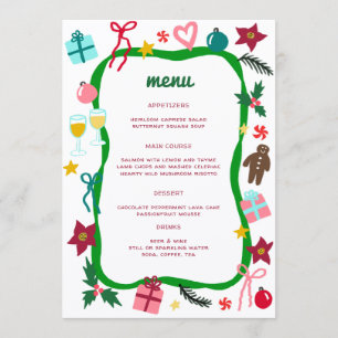 Quirky Whimsical Christmas CUSTOM Holiday Party Menu