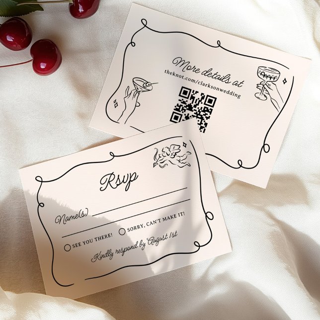 Quirky & Whimsical Cupid Cherubs Wedding RSVP Card (Creator Uploaded)