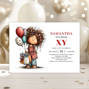 Quirky Whimsical Girl Birthday Funky invitation