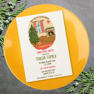 Quirky Whimsical Hand Drawn Christmas Dinner Party Invitation