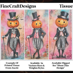 Quirky Whimsical Pumpkin Men, Pink EG3L Decoupage Tissue Paper