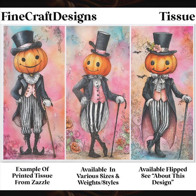 Quirky Whimsical Pumpkin Men, Pink EG3R Decoupage Tissue Paper (Creator Uploaded)