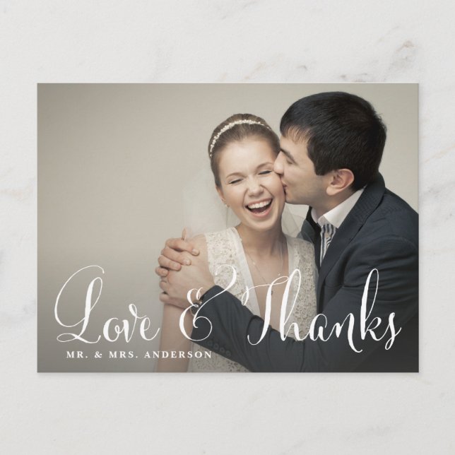 Quirky Whimsical Script Wedding Thank You Postcard (Front)