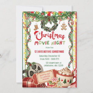 Quirky Whimsy Christmas Movie Night Invitation