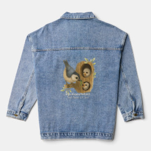 Quirky White-Breasted Nuthatch Denim Jacket