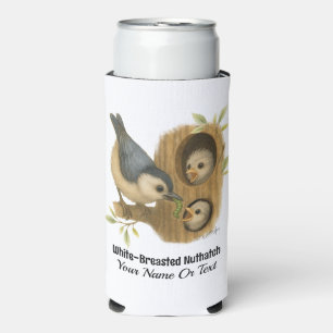 Quirky White-Breasted Nuthatch Seltzer Can Cooler