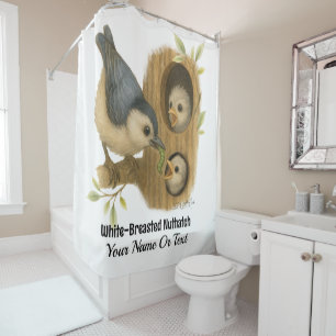Quirky White-Breasted Nuthatch Shower Curtain