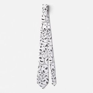 Quirky winking emoticon sketchy pattern tie