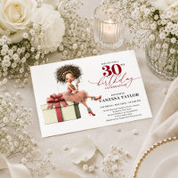 Quirky Woman 30th Birthday Burgundy Red Party Invi
