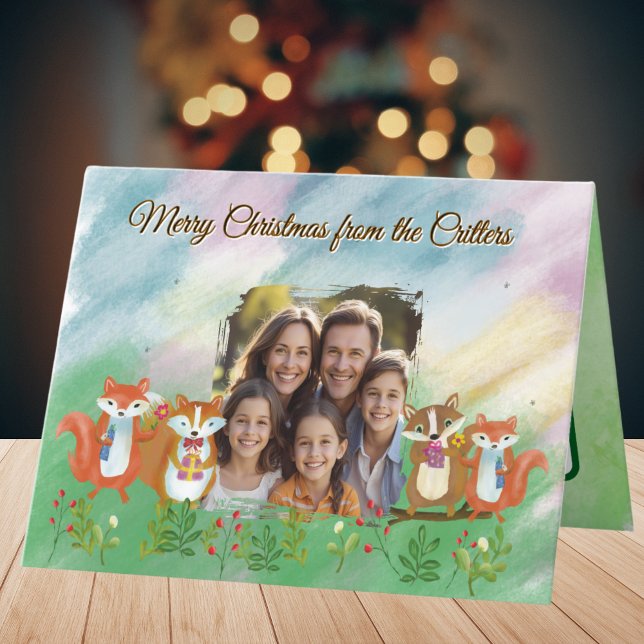 Quirky woodland photo Folded Holiday Card (Creator Uploaded)