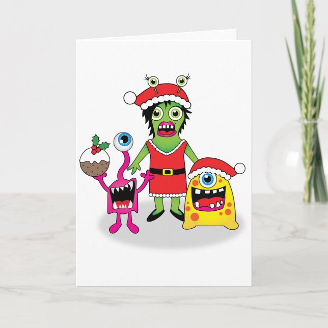 Quirky Xmas Card - Christmas Monsters (Front)