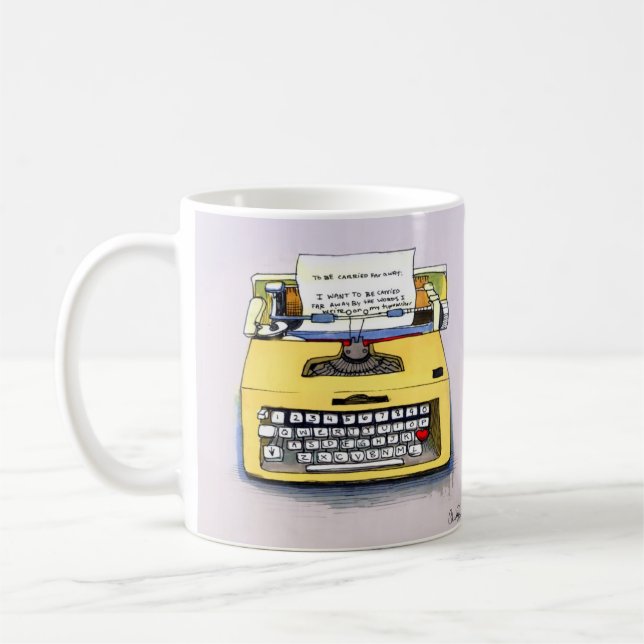 Quirky Yellow Typewriter Coffee Mug (Left)