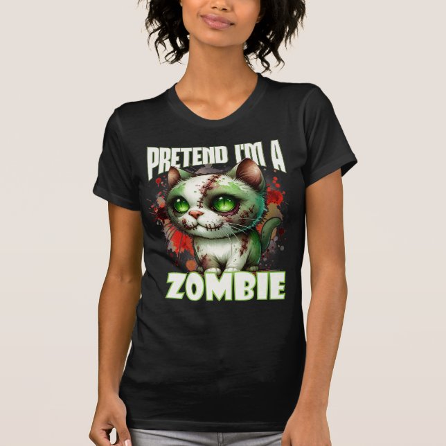 Quirky Zombie Cat Design for Halloween Fun Hoodie (Front)