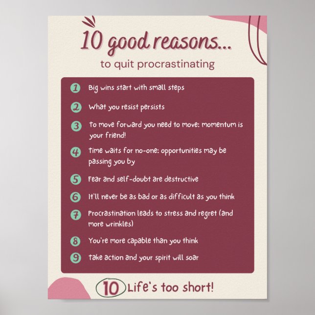 QUIT PROCRASTINATING poster (Front)
