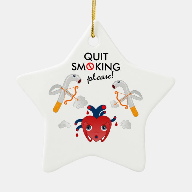 Quit smoking please ceramic tree decoration (Front)