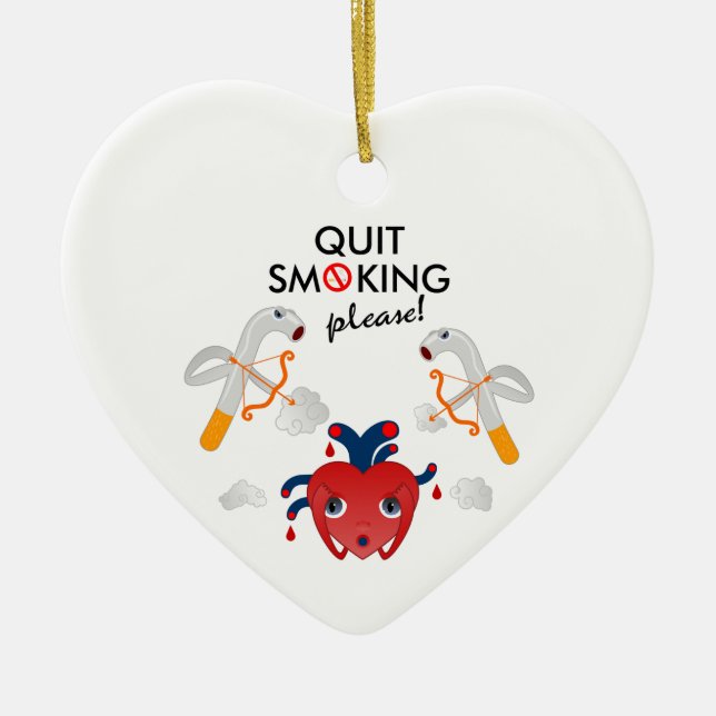 Quit smoking please ceramic tree decoration (Front)