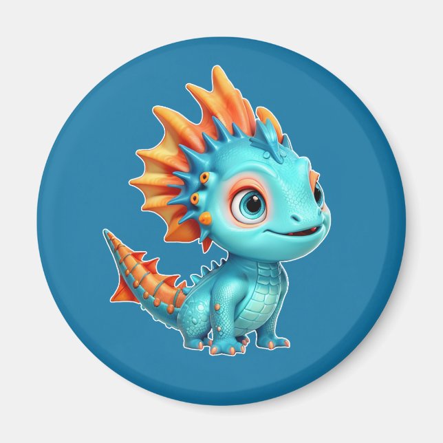 Quite alien dragon, turquoise. magnet (Front)