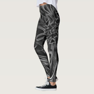Quite crooked with grey grooves, black background leggings