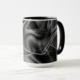 Quite crooked with grey grooves, black background mug