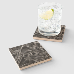 Quite crooked with grey grooves, black background stone coaster