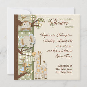 Quited Monkey Baby Shower Invitation