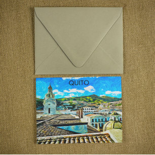 Quito Ecuador City Illustration Postcard