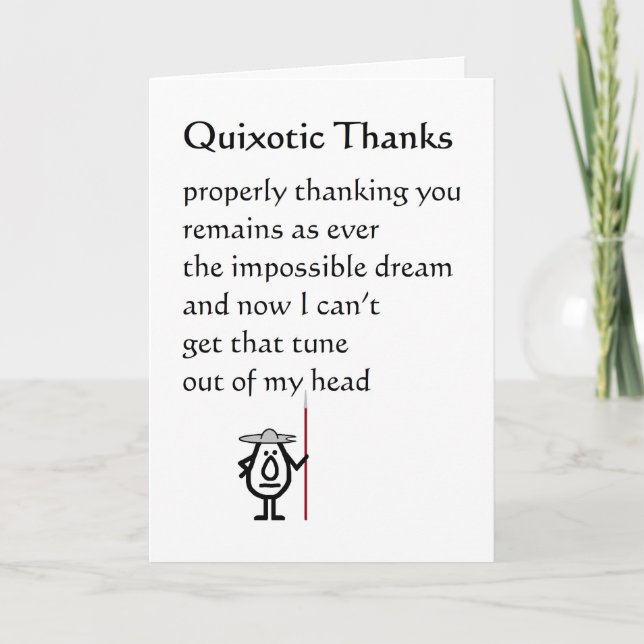 Quixotic Thanks A Funny Thank You Poem (Front)