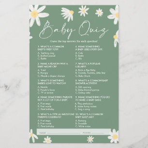 Quiz Baby Shower Game, Daisy Baby Shower Game