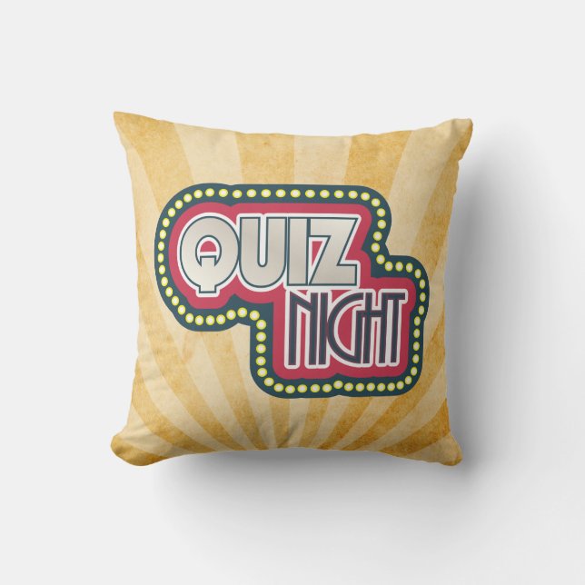 Quiz Night Trivia Party Sunburst Cushion (Front)