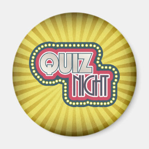Quiz Night Trivia Party Yellow Sunburst Magnet