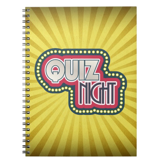 Quiz Night Trivia Party Yellow Sunburst Notebook (Front)