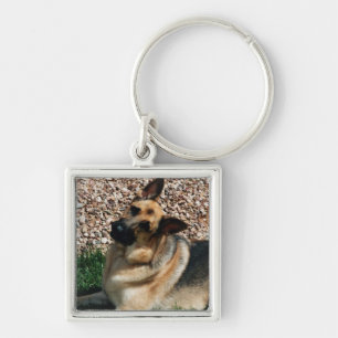 Quizzical German Shepherd Key Ring