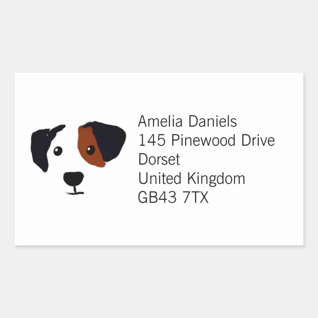Quizzical Happy Dog Return Address Rectangular Sticker (Front)
