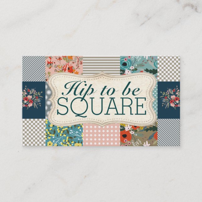 Qulter quilting floral stripes block quilt business card (Front)