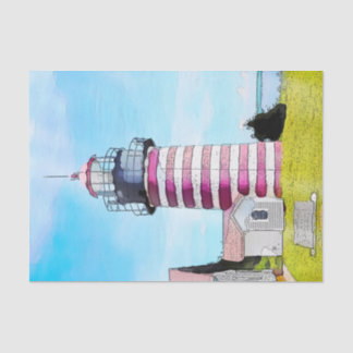 Quoddy Lighthouse Watercolor Decoupage Tissue Paper