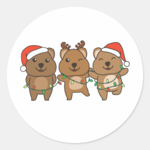 Quokka Christmas Christmas Animals Cute Quokkas Classic Round Sticker
