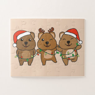 Quokka Christmas Christmas Animals Cute Quokkas Ji Jigsaw Puzzle