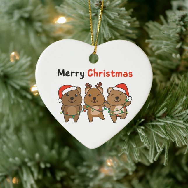 Quokka Christmas Cute Quokka Merry Christmas Ceram Ceramic Ornament (Tree)