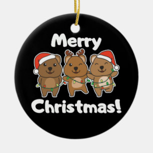 Quokka Christmas Cute Quokka Merry Christmas Ceramic Ornament