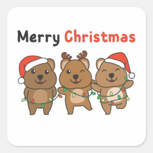 Quokka Christmas Cute Quokka Merry Christmas Square Sticker