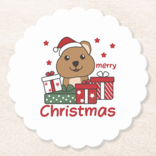 Quokka Christmas Gift Winter Animals Quokkas Paper Coaster