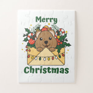 Quokka Christmas Letter Winter Animals Quokkas Jigsaw Puzzle