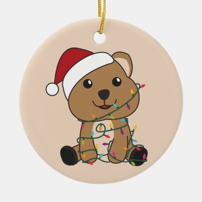 Quokka Christmas Snow Winter Animals Quokkas Adult Ceramic Ornament (Front)