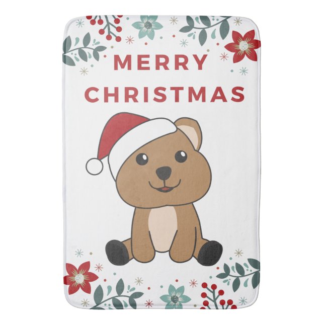 Quokka Christmas Snow Winter Animals Quokkas Bath  Bath Mat (Front Vertical)