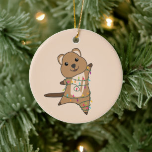 Quokka Christmas Snow Winter Animals Quokkas Ceram Ceramic Ornament
