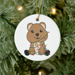 Quokka Christmas Snow Winter Animals Quokkas Ceramic Ornament