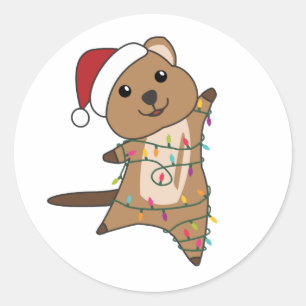 Quokka Christmas Snow Winter Animals Quokkas Classic Round Sticker