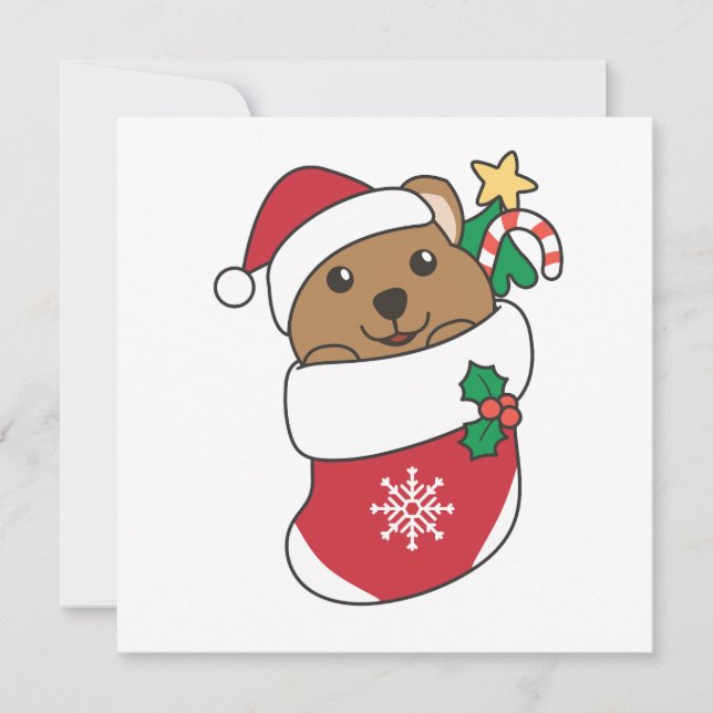 Quokka Christmas Snow Winter Animals Quokkas Holid Holiday Card (Front)
