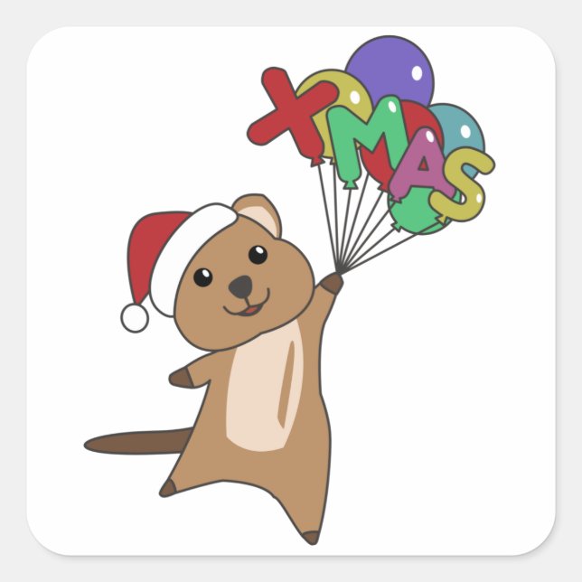 Quokka Christmas Snow Winter Animals Quokkas Square Sticker (Front)
