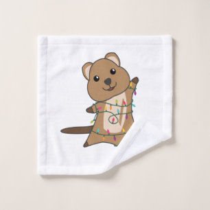 Quokka Christmas Snow Winter Animals Quokkas Wash Cloth
